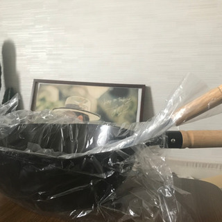 【新品】鉄製中華鍋26cm　鉄製お玉付き！