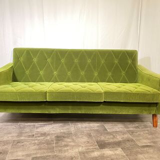 カリモク60 ロビーチェア モケットグリーン 3シーター karimoku 中古品