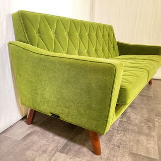 カリモク60 ロビーチェア モケットグリーン 3シーター karimoku 中古品