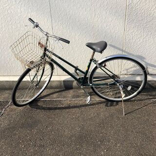 自転車 ママチャリ 27インチ グリーン 