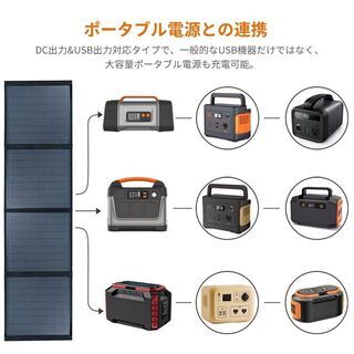 ソーラーチャージャー 60W ソーラーパネル【DC.USB出力/折り畳み】