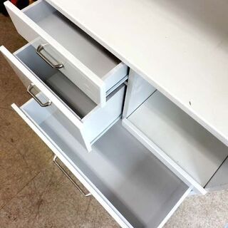 ▶レンジボード 幅85cm キッチンボード レンジ台 ミドルサイズ 食器棚 白 ホワイト  札幌 西野店