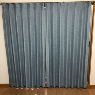 シンプルな遮光カーテン　ブルー　100x200cm 2枚セット