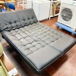 ニトリ 合皮ソファーベッド Nシールド ロック 黒 中古品 状態良好 店頭にて