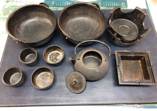 ★中古★南部鉄器 岩鋳 IWACHU 鉄瓶 工芸品 急須 鍋 灰皿 小鉢 台座 10点セット 汚れ・サビ有り