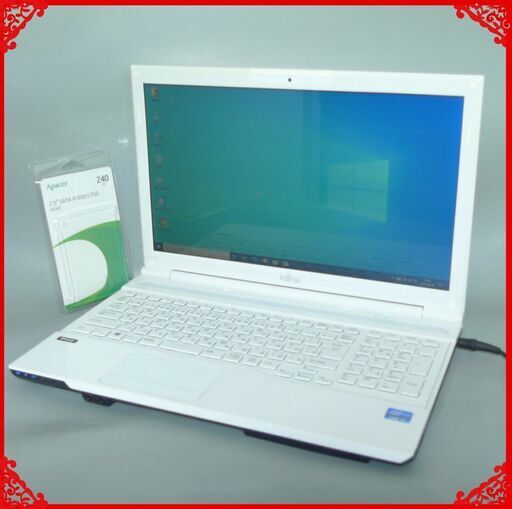 送料無料 新品SSD240GB 1台限定 ノートパソコン 中古良品 15.6型 富士通 AH45/K Core i3 4GB BD-RE 無線 カメラ Win10 Office ホワイト