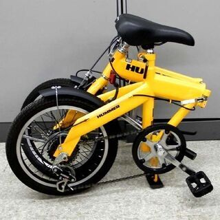 ▷折りたたみ自転車 16インチ 6段切替 ハマー 黄色 イエロー ...