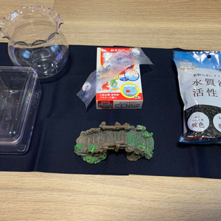 水槽グッズ☆　活性炭　酸素石　橋オブジェ　ミニ金魚鉢