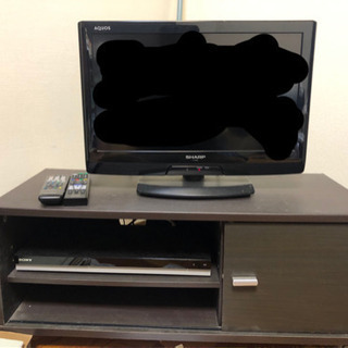 テレビ　SHARP製　AQUOS  ブルーレイディスクレコーダー、テレビ台付き