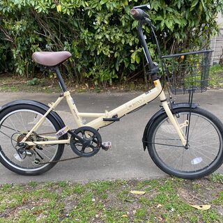 ROXY 20㌅サイクル ベージュ バスケット付6段変速　折りたたみ 折りたたみ自転車 丸石 ROXY 20インチ ベージュ