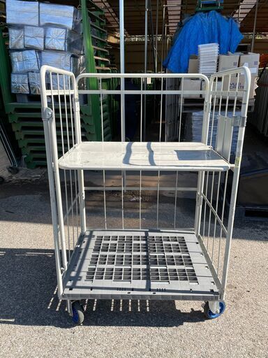 中間棚付き！特寸中古カゴ台車　W1000×D800×H1500mm　★在庫数1台★　K053