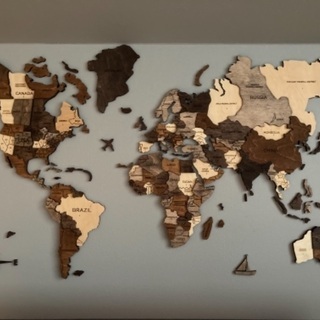 3D Wood World Map