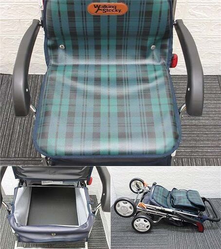 ss0927 幸和製作所 シルバーカー walking Stecky チェックグリーン 4輪