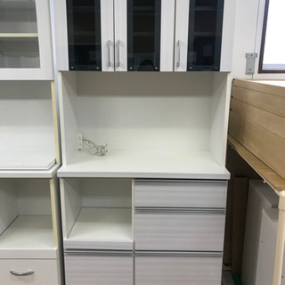 【リサイクルサービス八光　配達・設置OK】エナメルブラック　大型食器棚 リサイクルショップ八光 田上店 配達・設置OK】エナメルホワイト