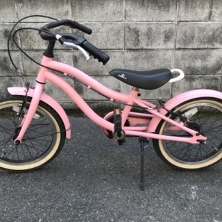 16インチ　こども用自転車　ビーチクルーザー　女の子　ピンク