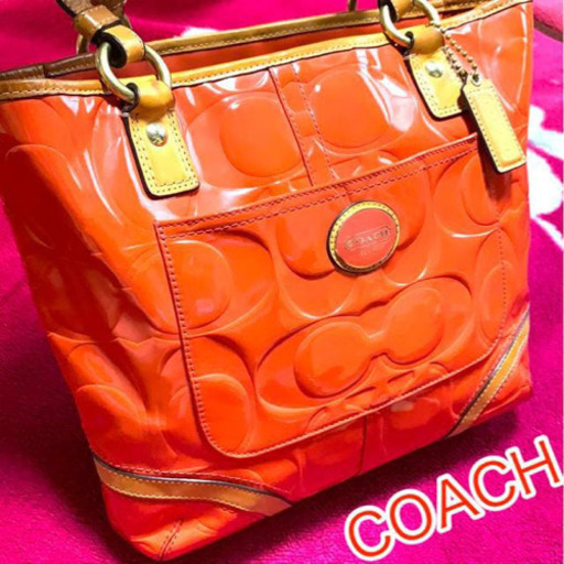 正規品 COACH コーチ パテントレザー シグ柄 ショルダーバッグ