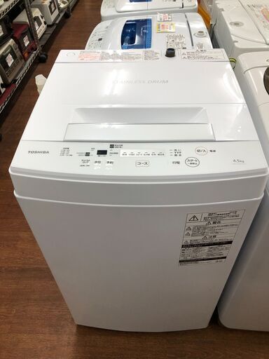 【リサイクルショップどりーむ天保山店】1367　洗濯機　TOSHIBA　東芝　AW-45M7　4.5Kg　2020年製　中古品【3ヵ月保証付き】