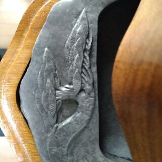 ✒️書道シリーズ　骨董、重厚な硯箱🌀すずり石（松紋様入り）、木箱付き➕