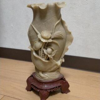玉石　寿山石　花瓶　手彫り　カービング　花壺　花瓶　骨董品