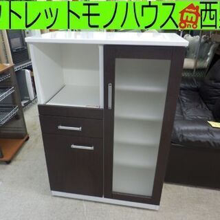 ▶レンジボード ミドル 幅80cm×高さ115cm×奥行42cm コンパクト キッチン収納家具 レンジ台 スライド棚 一人暮らし キッチンカウンター 新生活 札幌 西野店 ▷レンジボード ミドル 幅80cm×高さ115cm×奥行42cm コンパクト
