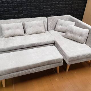 【2389】カバーリング ソファダイニング・右肘アームソファ＋２Ｐ＋ベンチセット