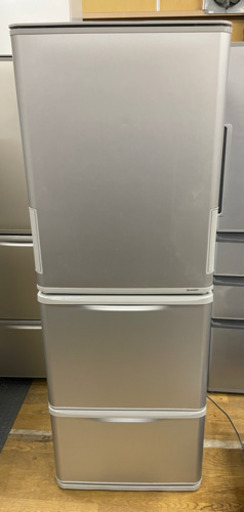 s0325-4 訳あり現状品　SHARP ノンフロン冷凍冷蔵庫　SJ-W351D-S 350L シルバー　両開き　2018年製