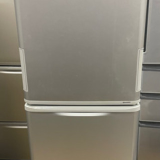 s0325-4 訳あり現状品　SHARP ノンフロン冷凍冷蔵庫　SJ-W351D-S 350L シルバー　両開き　2018年製