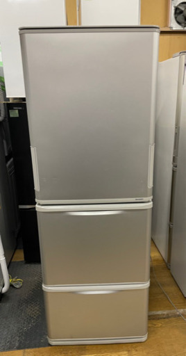 s0325-6 現状品　SHARPノンフロン冷蔵庫　SJ-W351D-S 350L 両開き　2018年製