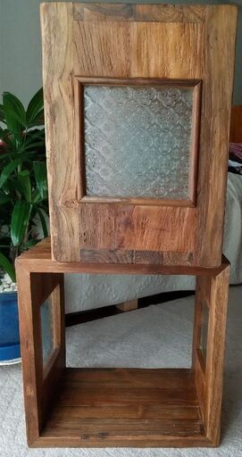 KAJA UKKO Old Teak Wood Cube Box 2個 vimaseguridad.com