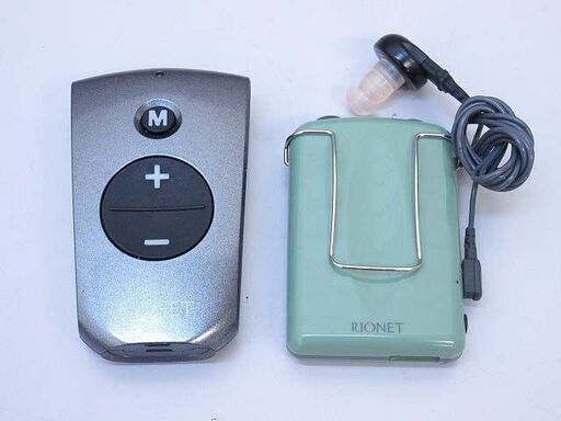 ss1352　中古　リオネット　ポケット型　補聴器　HA-71　グリーンRIONET　小型　ミニ　コンパクト　リモコン付き 緑
