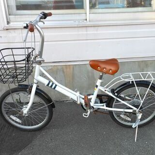 折りたたみ自転車 20インチ 6段変速 荷台 カゴ付き カギ無し