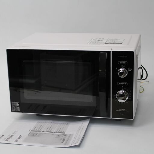 426)TOSHIBA 電子レンジ ER-SM17 2019年製 東芝 17L ダイヤル式 ホワイト フラット庫内