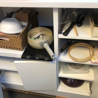 ☆中古 激安 キッチン棚 収納家具 ホワイト レンジ入れ インテリア 