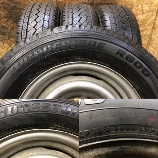 【BS R600 215/70R15 107/105L LT】夏タイヤ【トヨタ 100系ハイエース 純正ホイール 15インチ 6J6HPCD139.7+30】バリ溝　(TA370) クレジットカード QR決済可能