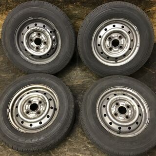 【TOYO V-02 145R12LT 6PR】夏タイヤ【スチールホイール 12インチ 4J4HPCD100】バリ溝 軽トラ 軽バン等　(TD494) クレジットカード QR決済可能