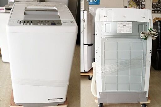 引取限定　日立　全自動洗濯機　NW-R703　洗濯・脱水容量:7kg　動作OK　2017年製　シャワー浸透洗浄 白い約束　ピュアホワイト　幅 577mm　奥行 535mm　高さ 986mm　HITACHI