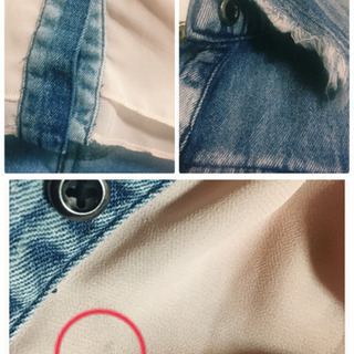 ご購入者様決定 デニム シフォン 異素材ミックス ブラウス ピンク長袖フリンジ ダンガリーシャツ ご購入者様決定 デニム シフォン 異素材ミックス ブラウス ピンク長袖