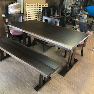 タモ材 ニトリのダイニングセット テーブル＋ベンチ＋椅子3脚