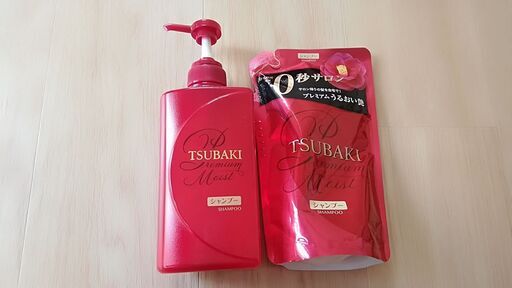 TSUBAKIシャンプー用ボトルと詰め替えコンディショナーも別にあります
