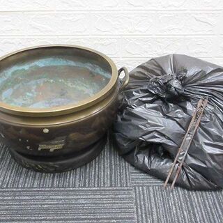 真鍮製 火鉢 （昭和レトロ】火鉢 真鍮製 銅製 2つセット きざみ）
