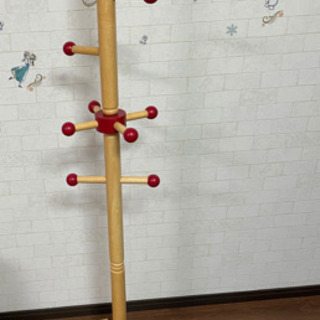 子供用 木製ポールハンガー くまちゃん 赤 保育園 幼稚園 小学生