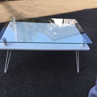 足 折りたたみ式 ガラス テーブル ガラステーブル コーヒーテーブル