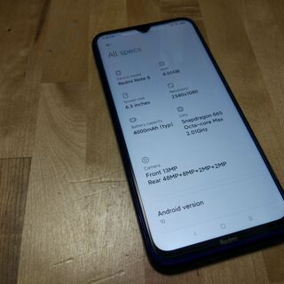 値下げ、SIMフリー xiaomi redmi note8 4/...