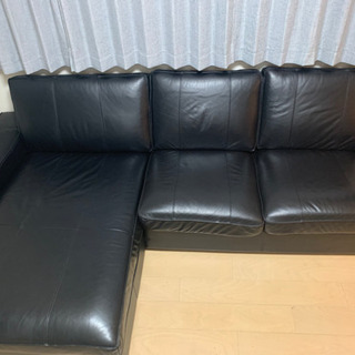 IKEA レザーソファー kivik 黒レザー