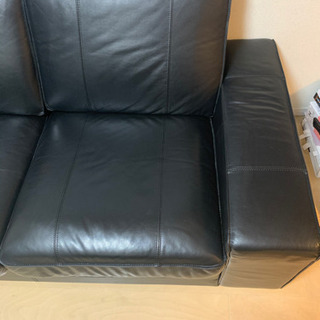 IKEA レザーソファー kivik 黒レザー