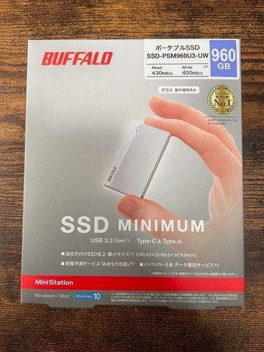 BUFFALO バッファロー USB3.2(Gen1) 超小型ポータブルSSD 960GB SSD-PSM960U3