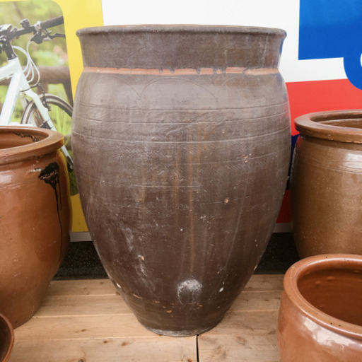 巨大甕☆直径43cm・高さ66.5cm☆存在感抜群☆用途自由自在☆中古品