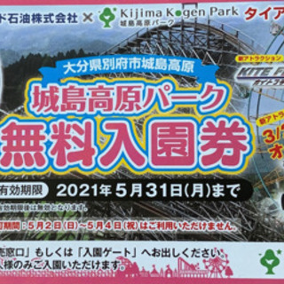 城島高原パーク　無料入園券　3枚セット