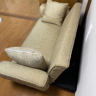 値下げ★新品・未使用★リクライニングソファーベット　2人がけ　クッション2つ付き