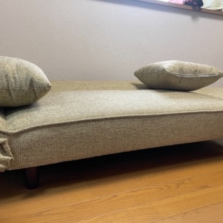 値下げ★新品・未使用★リクライニングソファーベット　2人がけ　クッション2つ付き